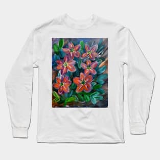 Abstract flowers in metallic paint Long Sleeve T-Shirt